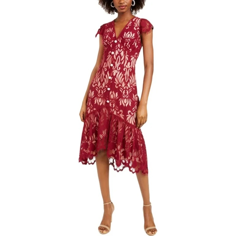 Foxiedox Red Lace Midi Dress
